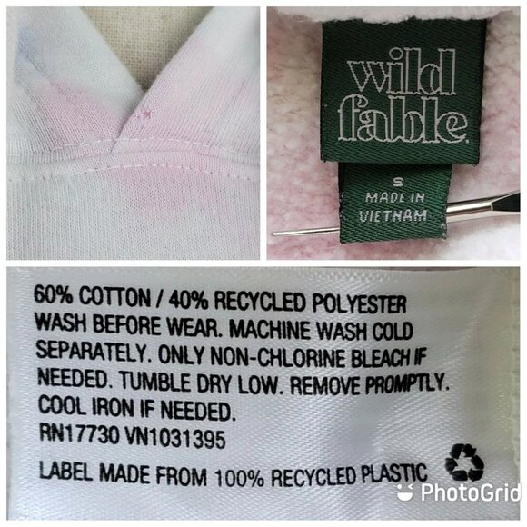 Wild Fable‎ Tie Dye Hoodie Juniors Sz S Pink Blue Cropped Fleece Pullover Casual - Picture 6 of 6